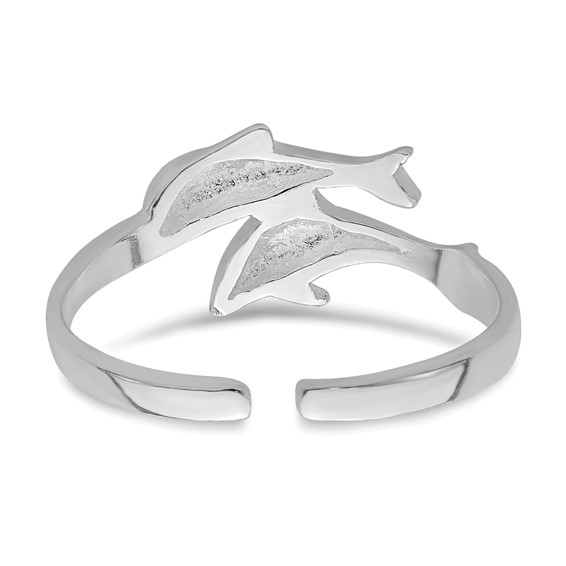 Sterling Silver Rhodium-plated Polished Toe Ring Double Dolphin