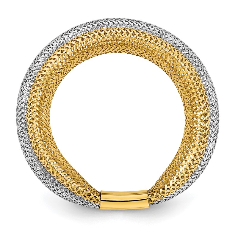 14K w/Rhodium Polished/Textured Stretch Ring