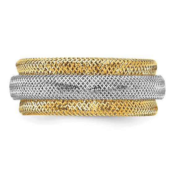 Leslie's 14K w/Rhodium Polished/Textured Stretch Ring