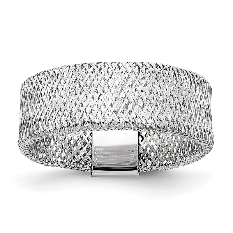 14k w/White Rhodium-plating Stretch Ring