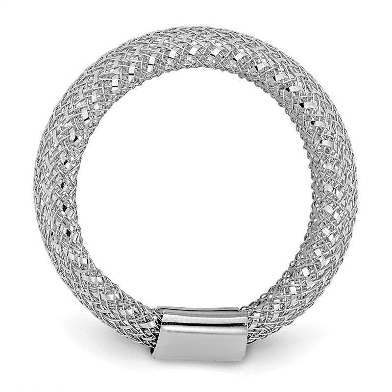 14K with White Rhodium Plating Stretch Ring