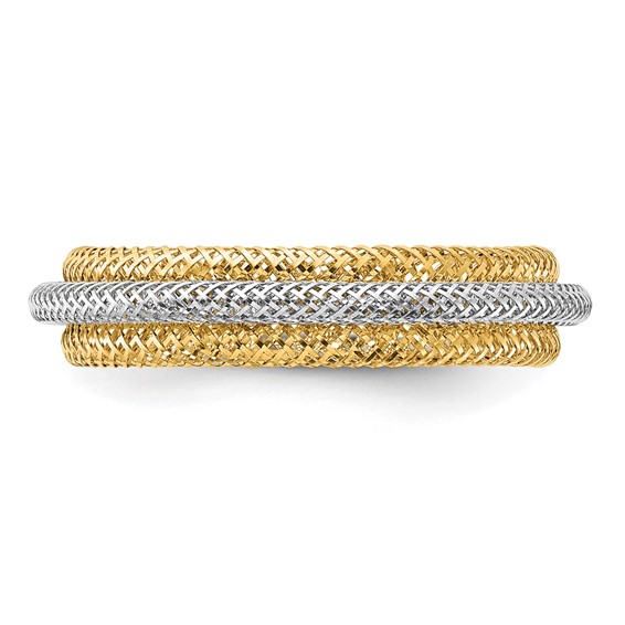 Leslie's 14K w/Rhodium Polished/Textured Stretch Ring