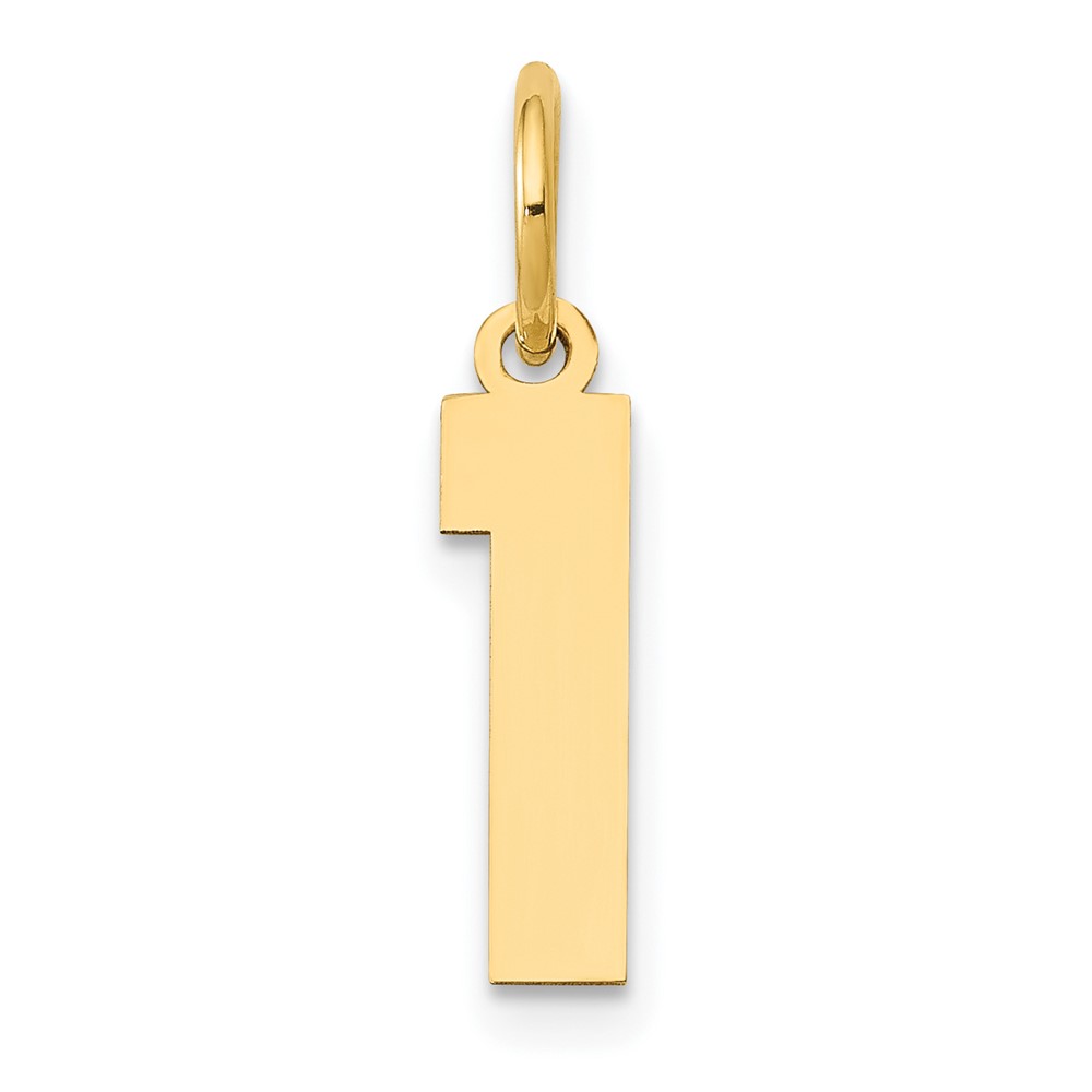 14K Yellow Gold Small Polished Number 1 Charm