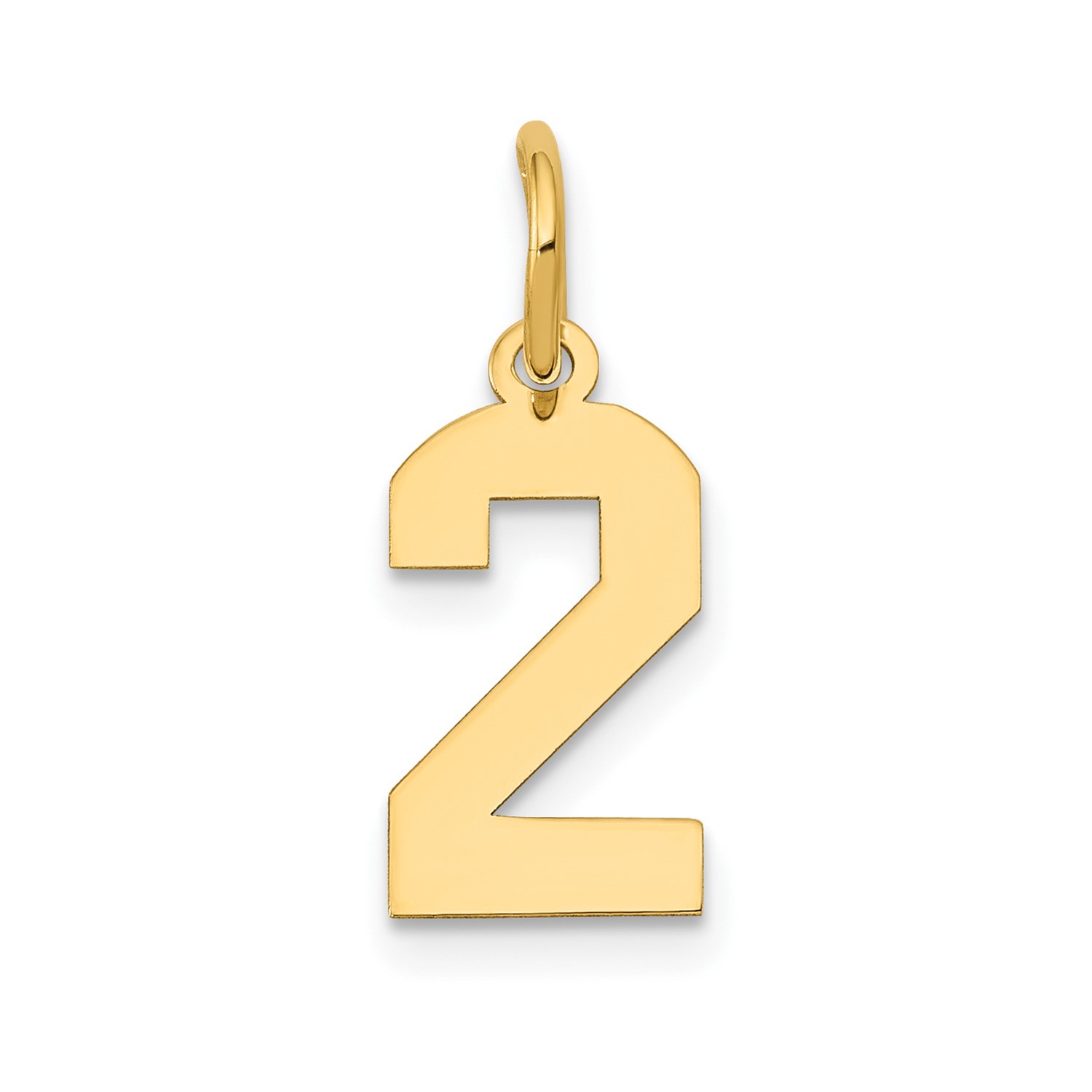 14k Yellow gold Small Polished Number 2 Charm Pendant. (0.7IN long) 14k Yellow gold Small Polished Number 2 Charm Pendant. (0.7IN long)