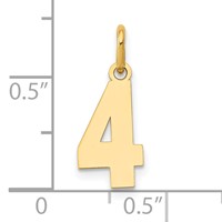 14K Small Polished Number 4 Charm view 4