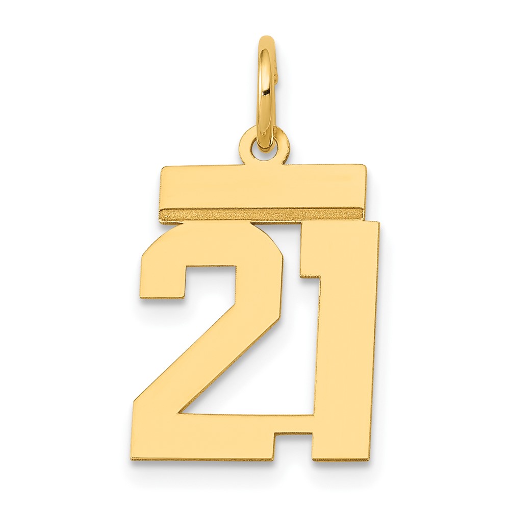 14K Small Polished Number 21 Charm