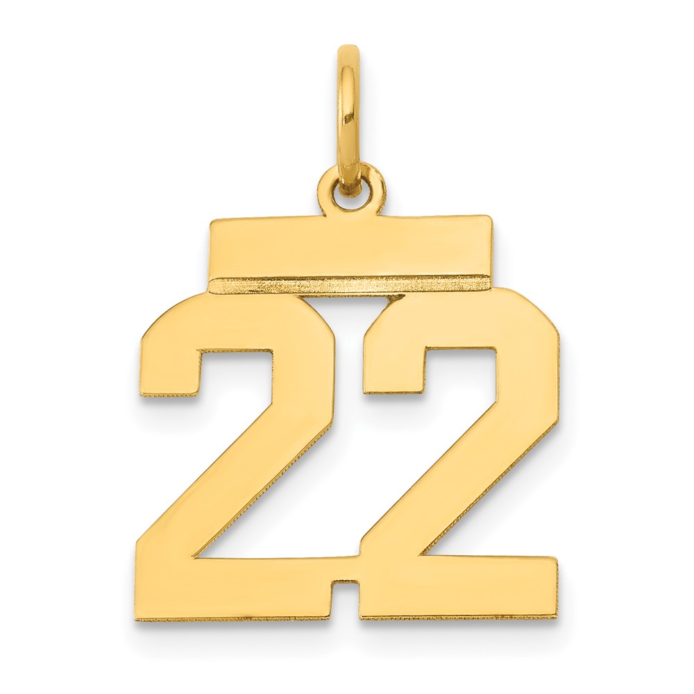 14K Yellow Gold Small Polished Number 22 Charm