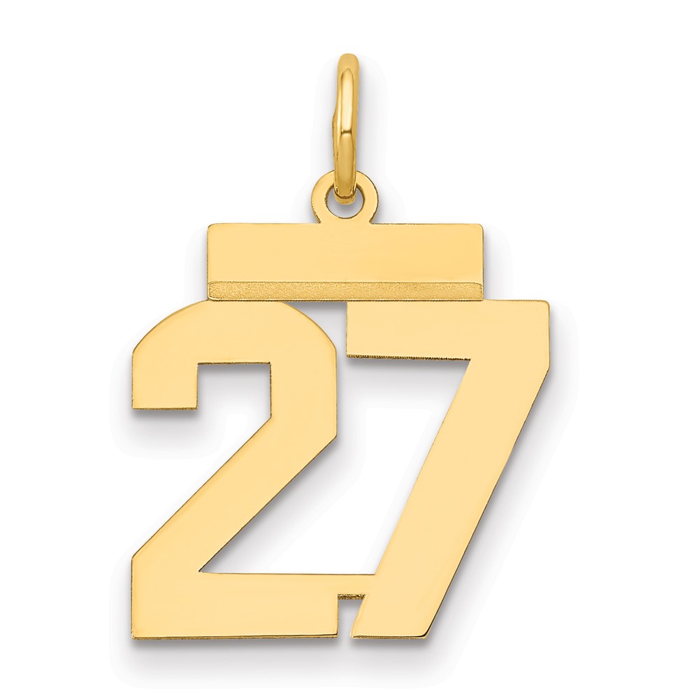 14K Yellow Gold Small Polished Number 27 Charm