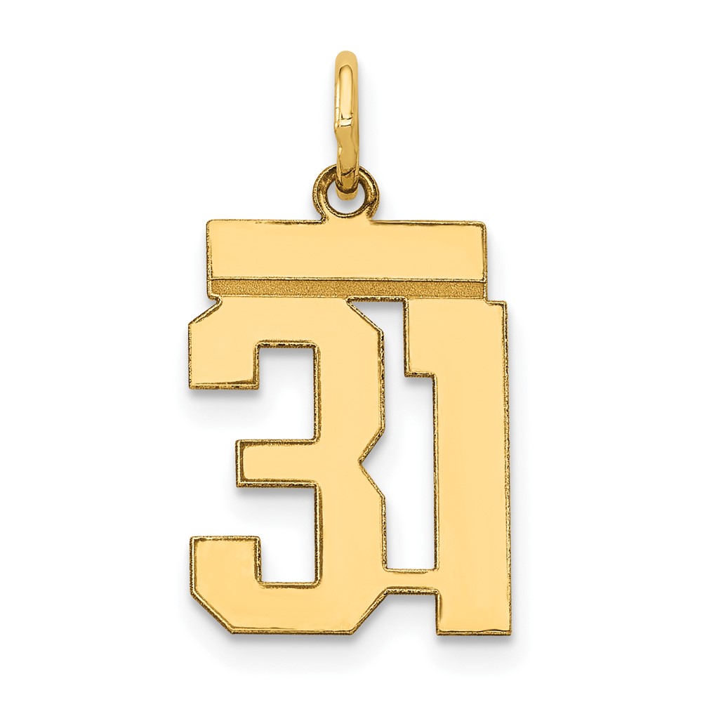 14K Yellow Gold Small Polished Number 31 Charm