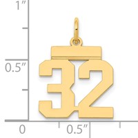 14K Yellow Gold Small Polished Number 32 Charm view 4