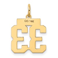 14K Small Polished Number 33 Charm view 3