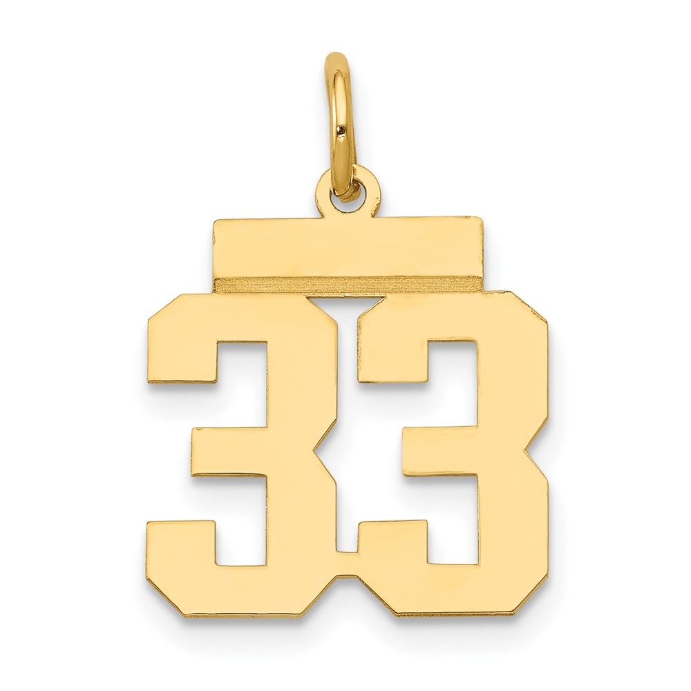 14K Small Polished Number 33 Charm