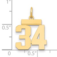 14K Yellow Gold Small Polished Number 34 Charm view 2