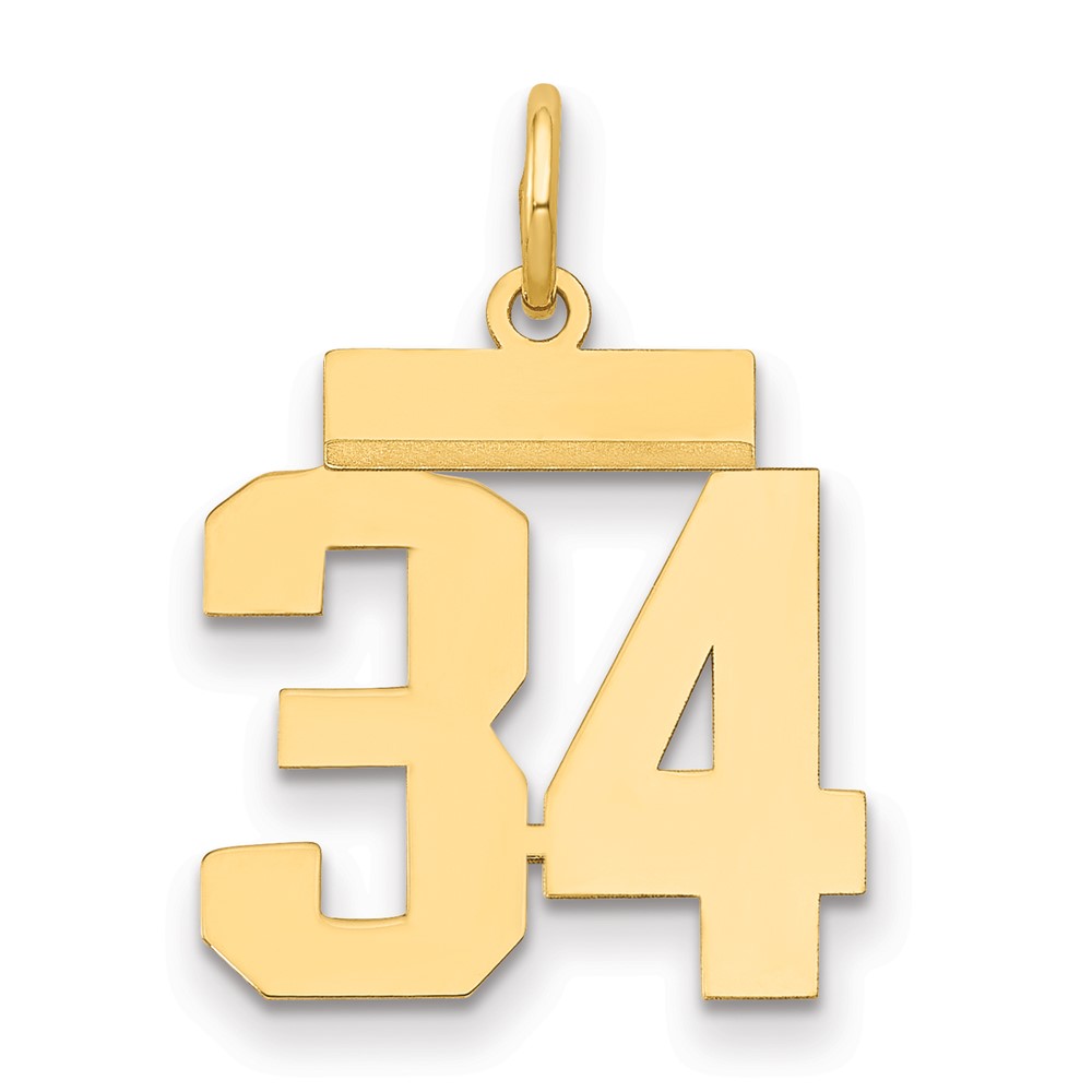 14K Yellow Gold Small Polished Number 34 Charm