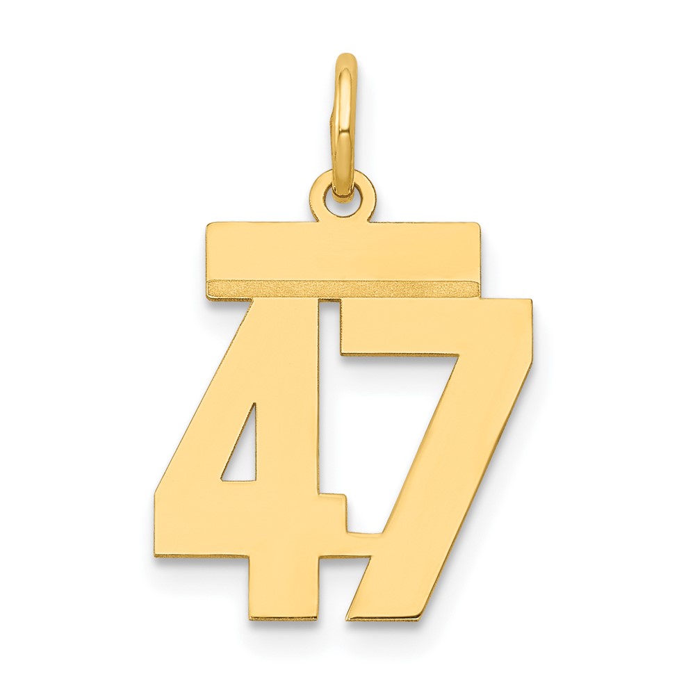 14K Yellow Gold Small Polished Number 47 Charm