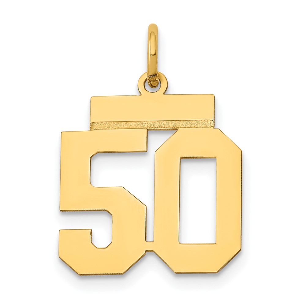 14K Yellow Gold Small Polished Number 50 Charm