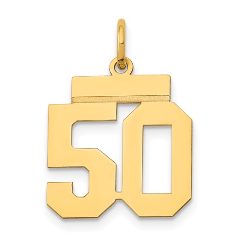14K Yellow Gold Small Polished Number 50 Charm