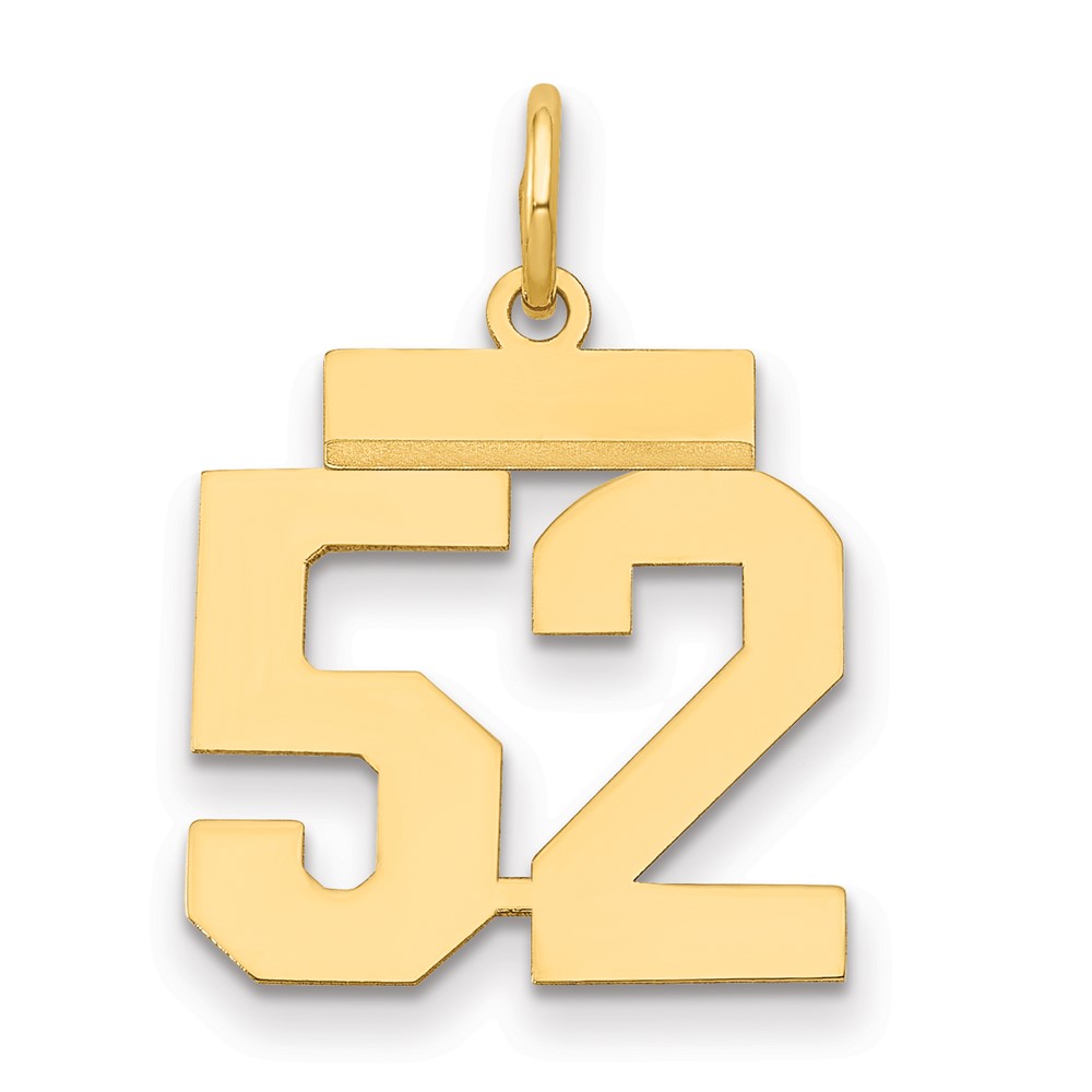 14K Yellow Gold Small Polished Number 52 Charm
