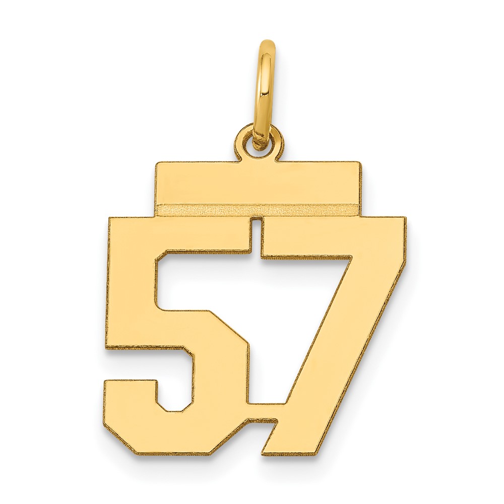 14K Yellow Gold Small Polished Number 57 Charm