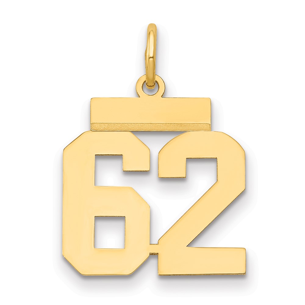 14K Yellow Gold Small Polished Number 62 Charm
