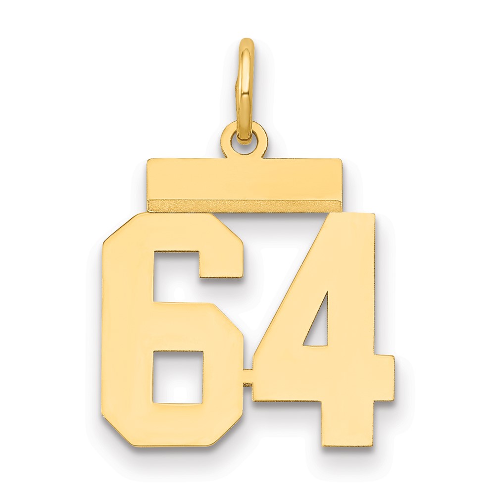 14K Small Polished Number 64 Charm