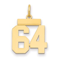 14K Small Polished Number 64 Charm view 1