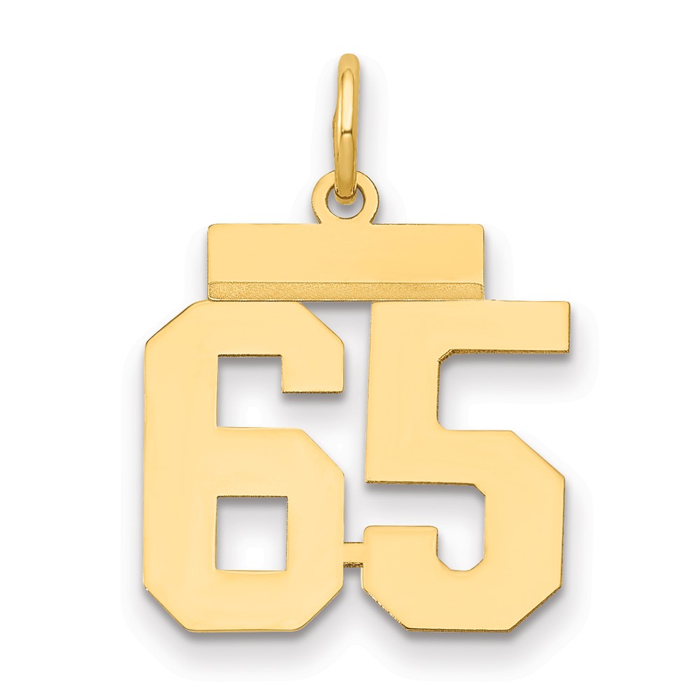 14K Small Polished Number 65 Charm