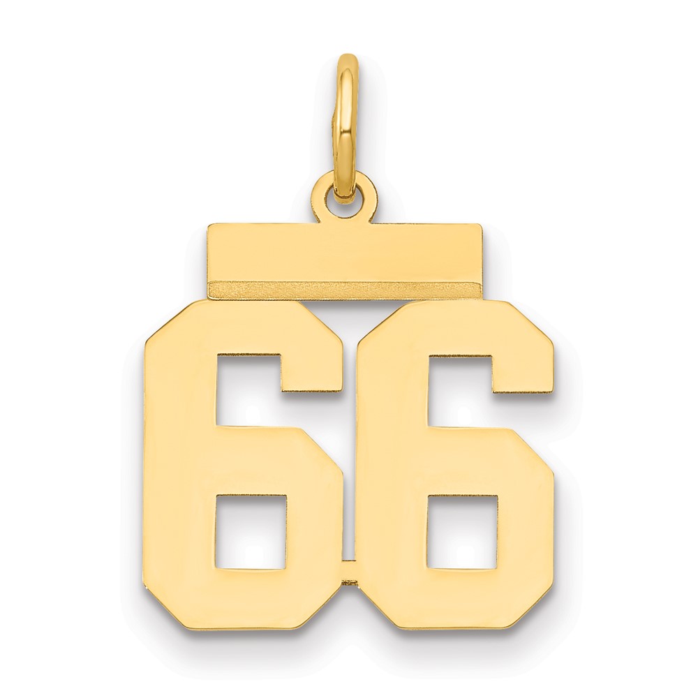 14K Small Polished Number 66 Charm