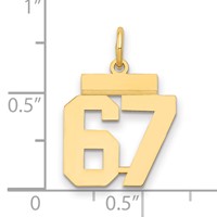 14K Yellow Gold Small Polished Number 67 Charm view 2
