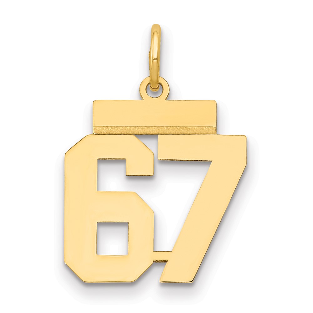 14K Yellow Gold Small Polished Number 67 Charm