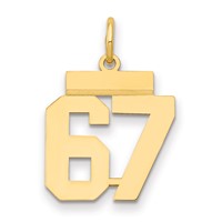14K Yellow Gold Small Polished Number 67 Charm view 1