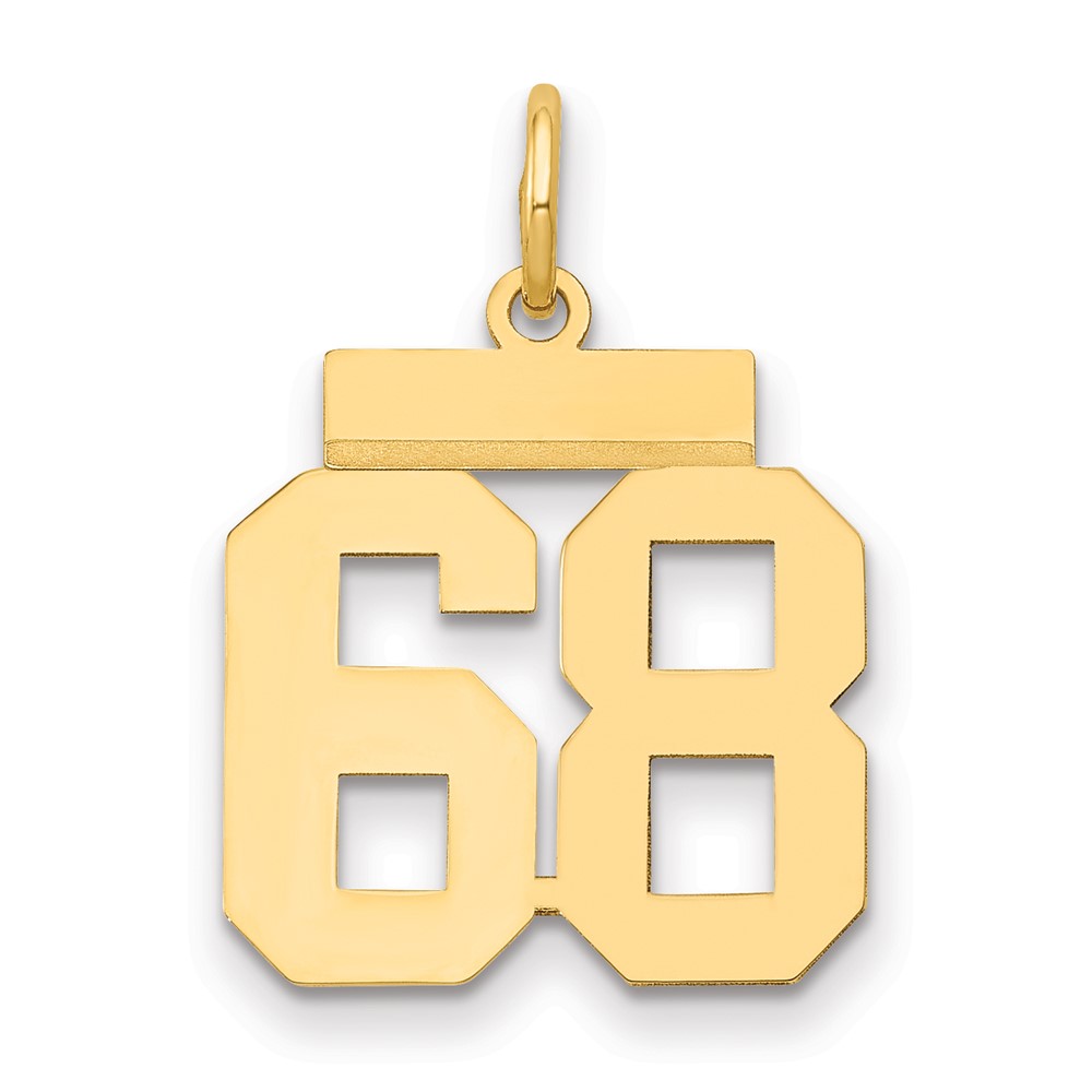 14K Small Polished Number 68 Charm