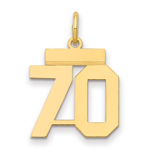 14K Yellow Gold Small Polished Number 70 Charm
