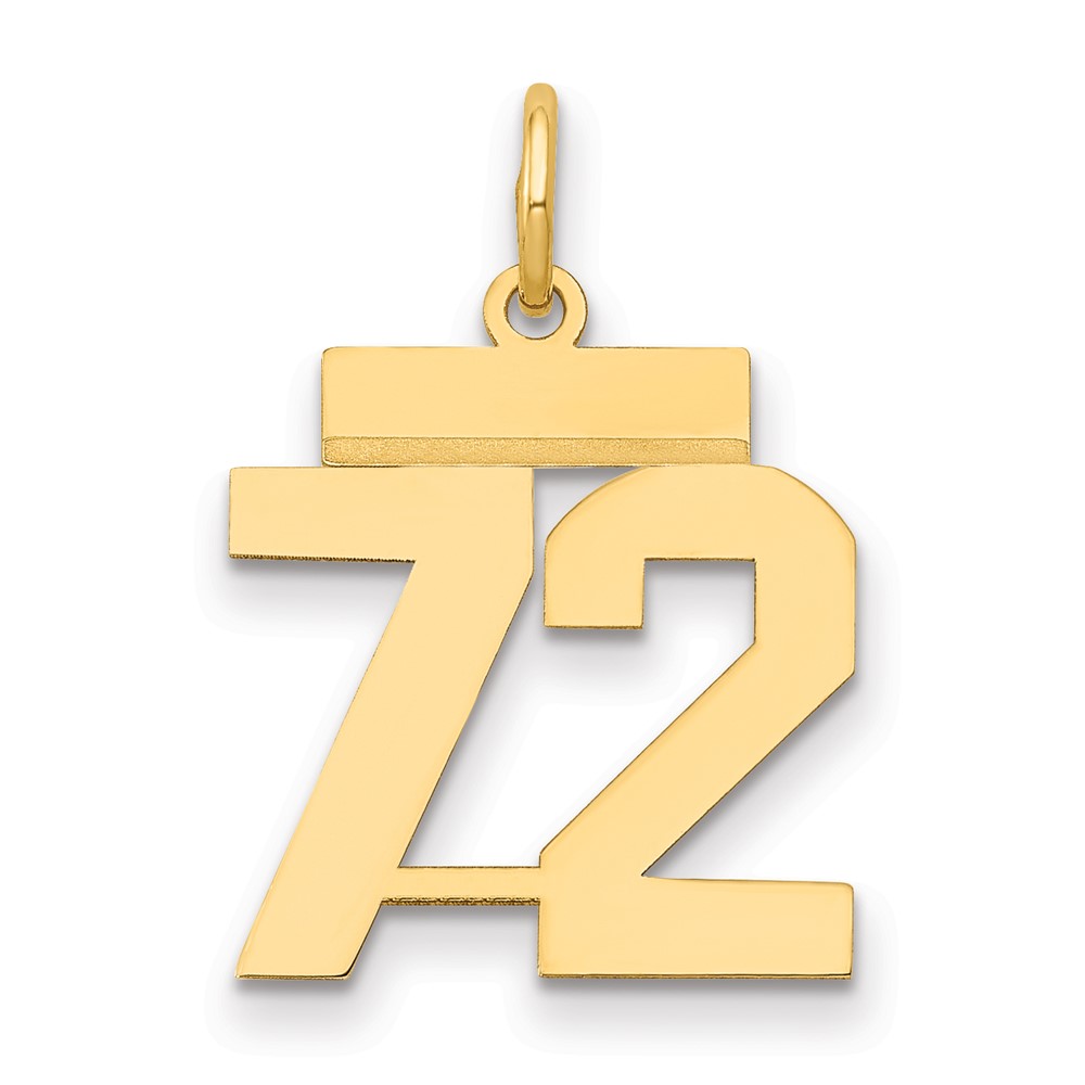 14K Small Polished Number 72 Charm