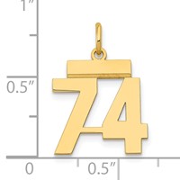 14K Small Polished Number 74 Charm view 4