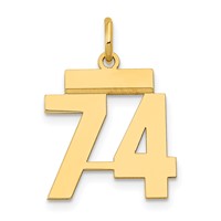 14K Small Polished Number 74 Charm view 1