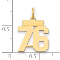 14K Yellow Gold Small Polished Number 76 Charm view 2