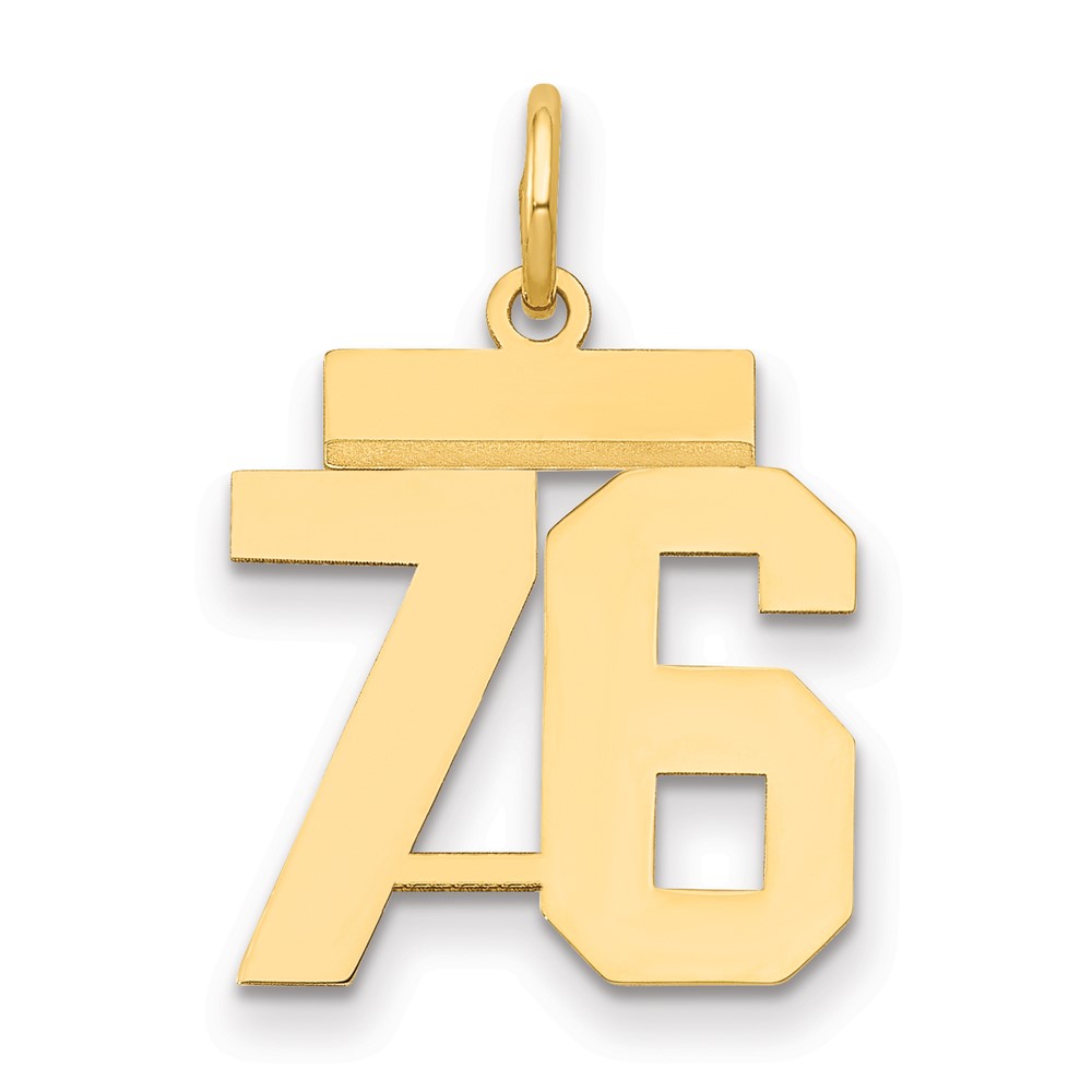 14K Yellow Gold Small Polished Number 76 Charm