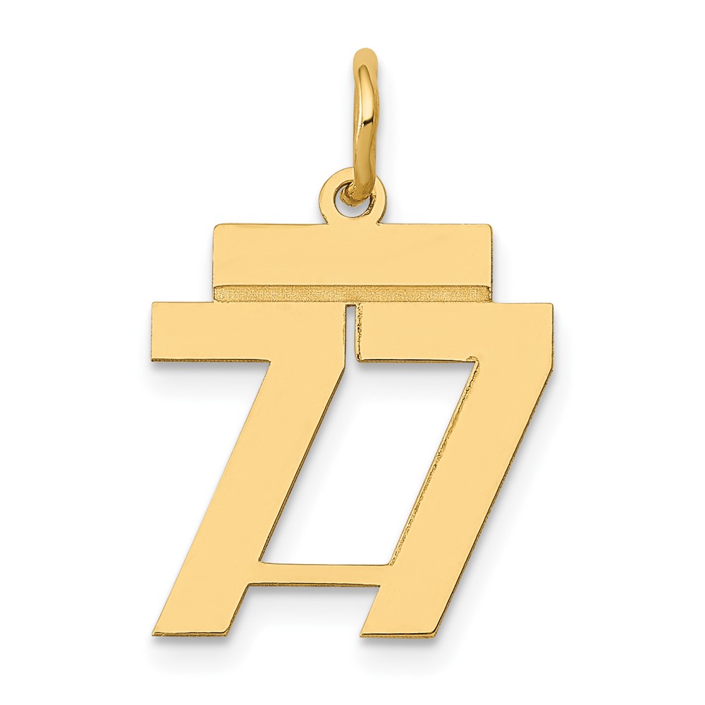14K Yellow Gold Small Polished Number 77 Charm