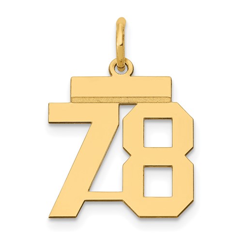 14K Yellow Gold Small Polished Number 78 Charm