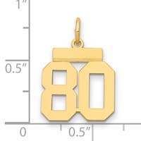 14K Yellow Gold Small Polished Number 80 Charm view 2