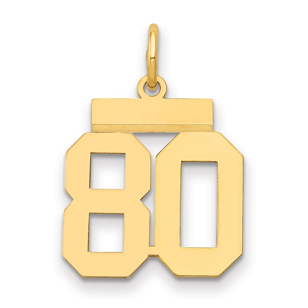 14K Yellow Gold Small Polished Number 80 Charm