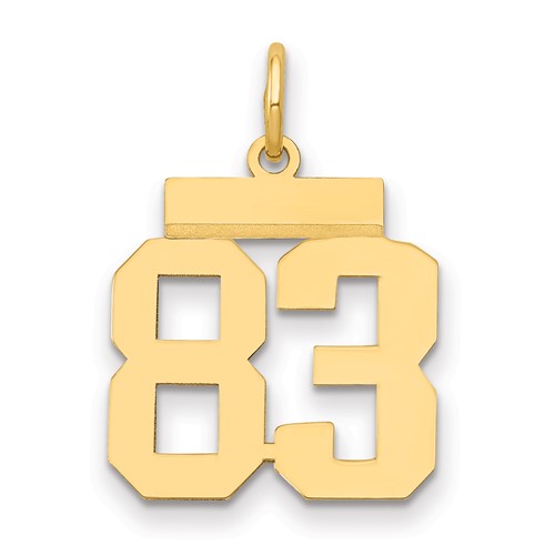 14K Yellow Gold Small Polished Number 83 Charm