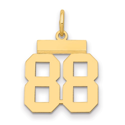 14K Yellow Gold Small Polished Number 88 Charm
