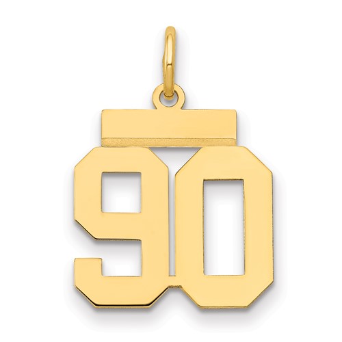 14K Yellow Gold Small Polished Number 90 Charm