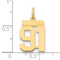 14K Yellow Gold Small Polished Number 91 Charm view 2