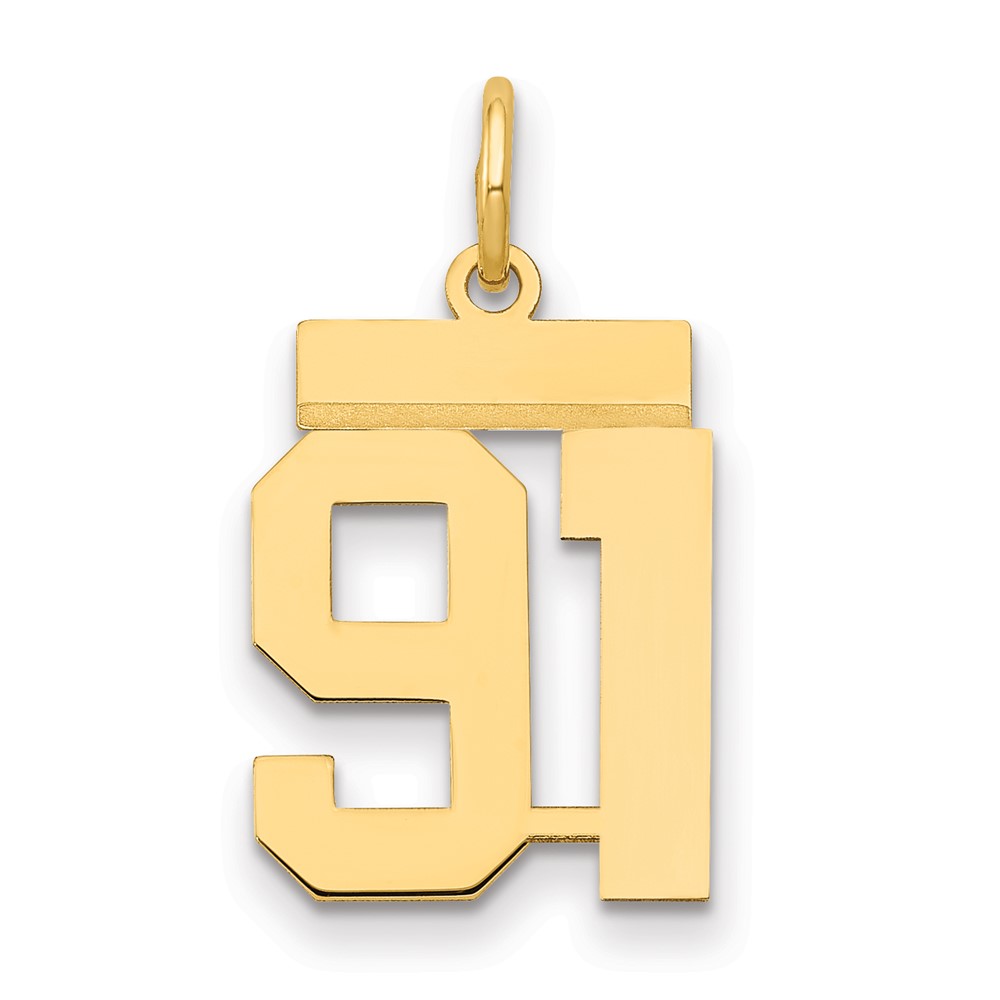 14K Yellow Gold Small Polished Number 91 Charm