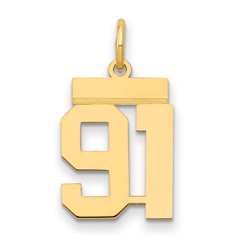 14K Yellow Gold Small Polished Number 91 Charm