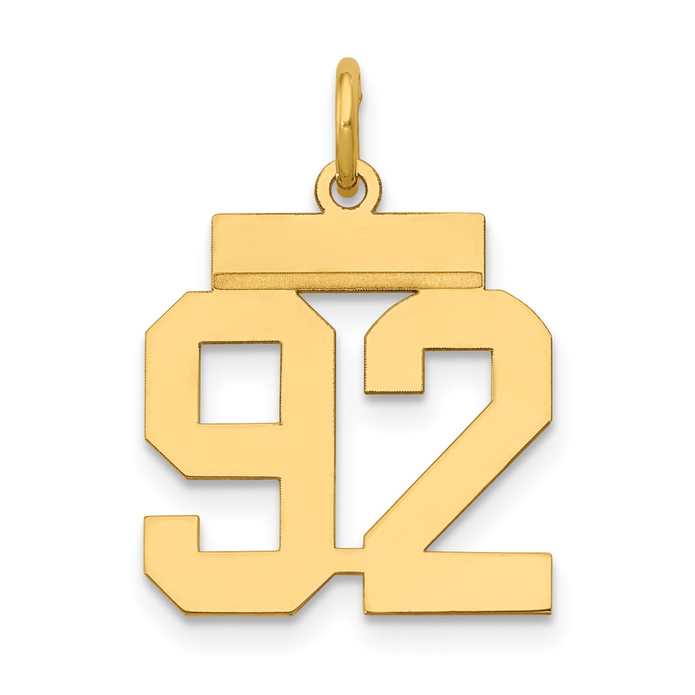 14K Yellow Gold Small Polished Number 92 Charm