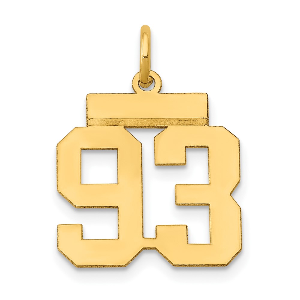 14K Yellow Gold Small Polished Number 93 Charm